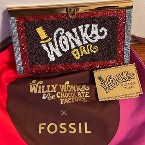 1 Special Edition Fossil Wonka Bar Clutch - Red and Gold